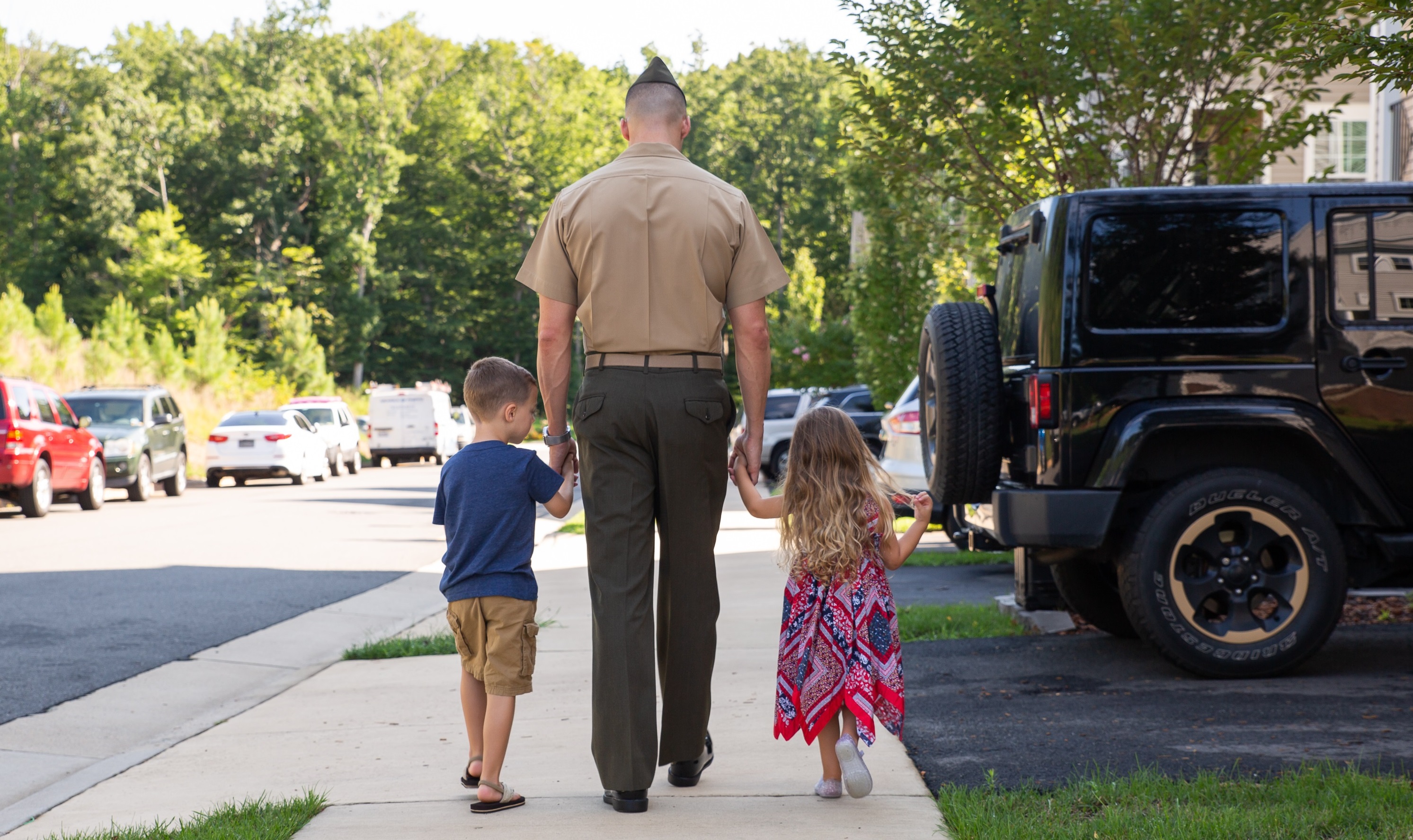 Member walking with family